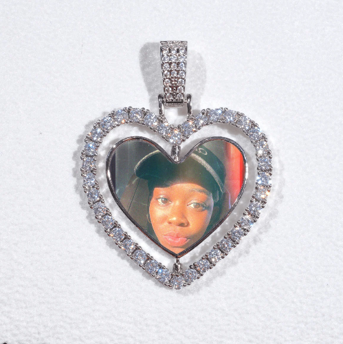 3D Spinning 2-Faced Heart Custom Picture Pendant