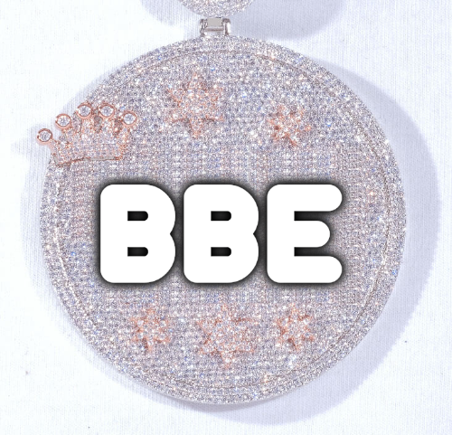 CUSTOM LETTER NECKLACE 3D BIG CROWN DISC