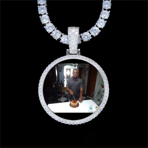 925S & VVS Moissanite 3D Circle Custom Picture Pendant