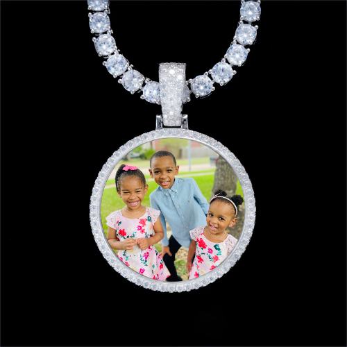 925S & VVS Moissanite 3D Circle Custom Picture Pendant