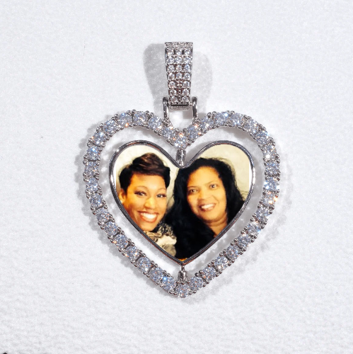 3D Spinning 2-Faced Heart Custom Picture Pendant