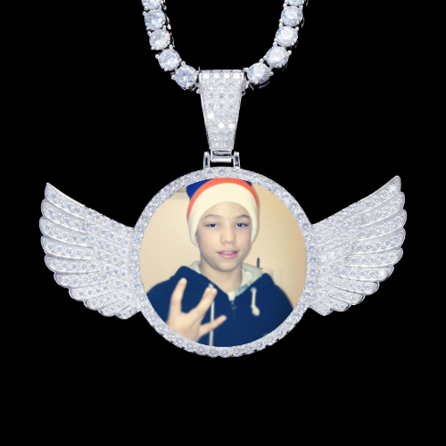 925S & VVS Moissanite 3D Wing Custom Picture Pendant