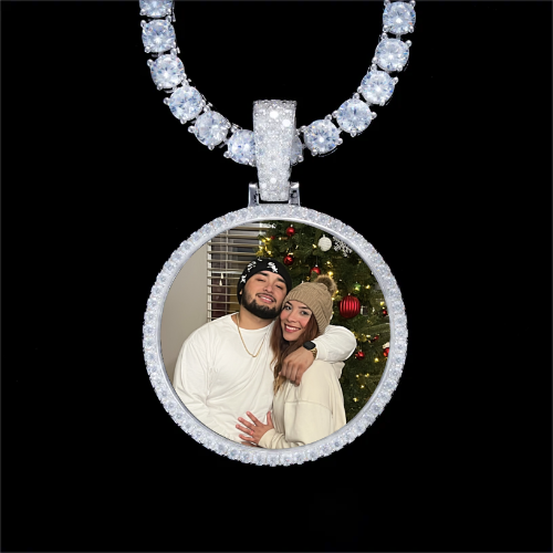 925S & VVS Moissanite 3D Circle Custom Picture Pendant