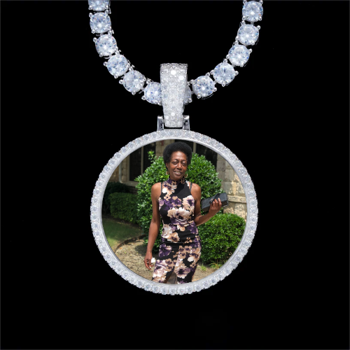 925S & VVS Moissanite 3D Circle Custom Picture Pendant