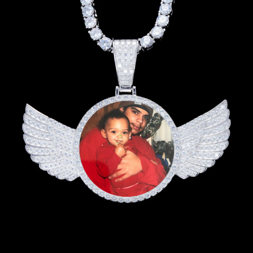 925S & VVS Moissanite 3D Wing Custom Picture Pendant