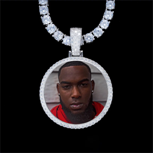 925S & VVS Moissanite 3D Circle Custom Picture Pendant
