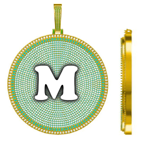 CUSTOM LETTER NECKLACE 3D BIG DISC