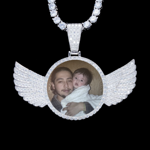 925S & VVS Moissanite 3D Wing Custom Picture Pendant
