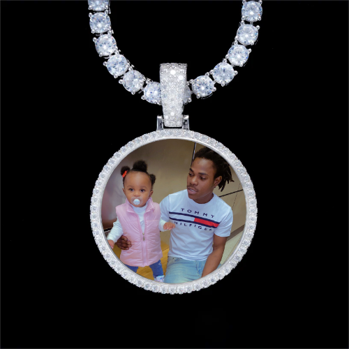 925S & VVS Moissanite 3D Circle Custom Picture Pendant