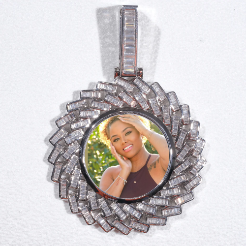 Large 3D Baguette Custom Picture Pendant