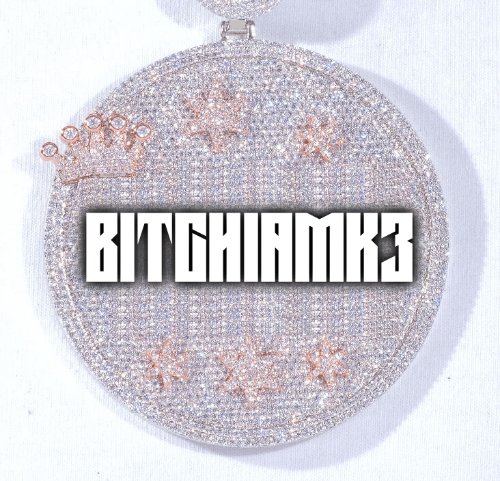 CUSTOM LETTER NECKLACE 3D BIG CROWN DISC