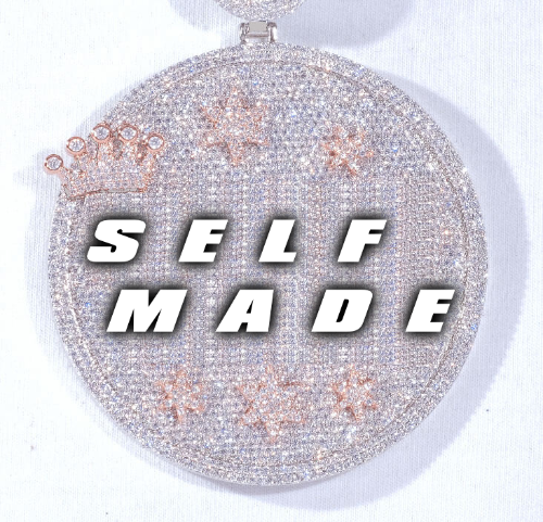 CUSTOM LETTER NECKLACE 3D BIG CROWN DISC