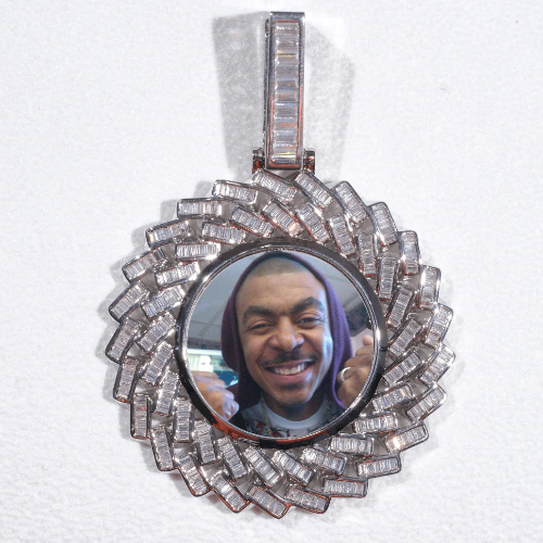 Large 3D Baguette Custom Picture Pendant