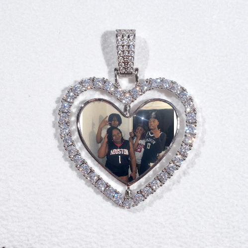 3D Spinning 2-Faced Heart Custom Picture Pendant