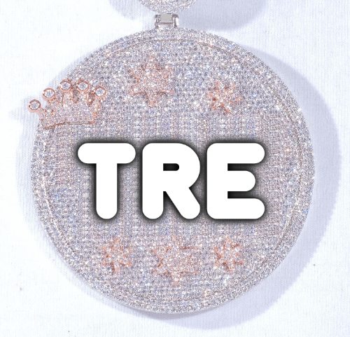 CUSTOM LETTER NECKLACE 3D BIG CROWN DISC
