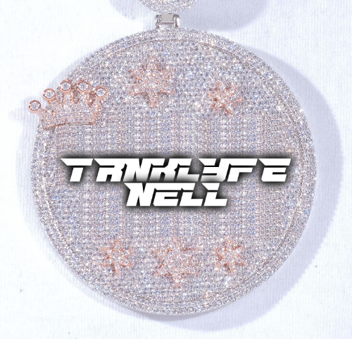 CUSTOM LETTER NECKLACE 3D BIG CROWN DISC