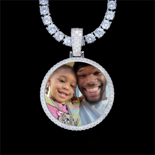 925S & VVS Moissanite 3D Circle Custom Picture Pendant