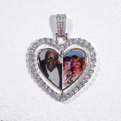 3D Spinning 2-Faced Heart Custom Picture Pendant
