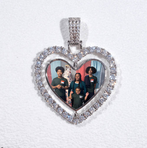 3D Spinning 2-Faced Heart Custom Picture Pendant