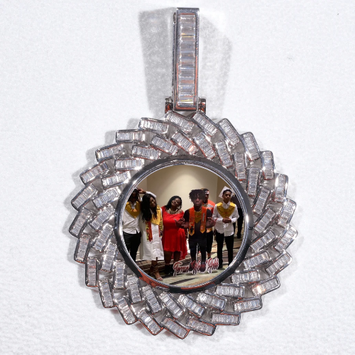 Large 3D Baguette Custom Picture Pendant