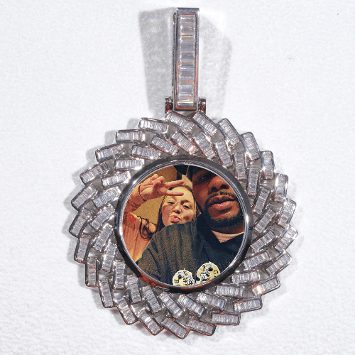 Large 3D Baguette Custom Picture Pendant