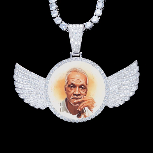 925S & VVS Moissanite 3D Wing Custom Picture Pendant