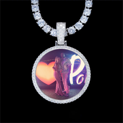 925S & VVS Moissanite 3D Circle Custom Picture Pendant