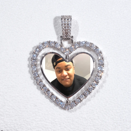 3D Spinning 2-Faced Heart Custom Picture Pendant
