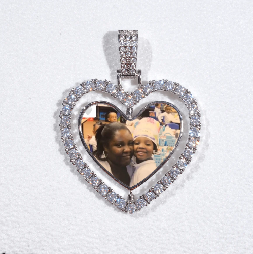 3D Spinning 2-Faced Heart Custom Picture Pendant