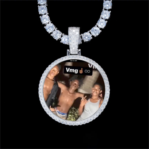 925S & VVS Moissanite 3D Circle Custom Picture Pendant