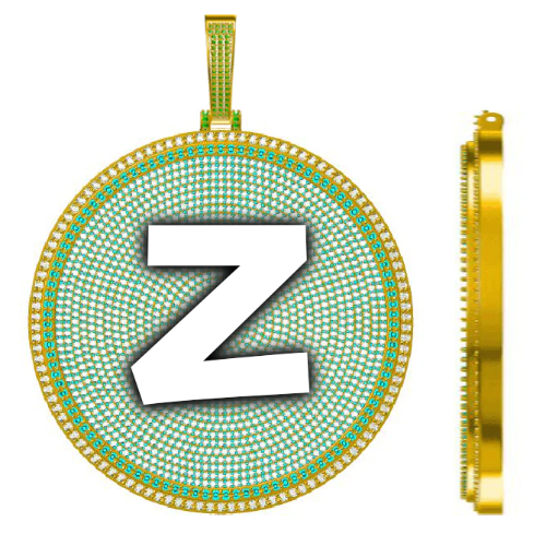 CUSTOM LETTER NECKLACE 3D BIG DISC