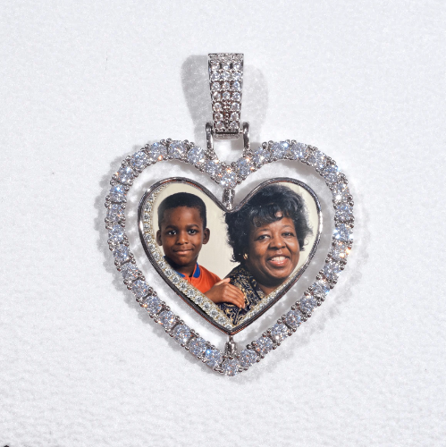 3D Spinning 2-Faced Heart Custom Picture Pendant