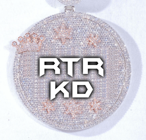 CUSTOM LETTER NECKLACE 3D BIG CROWN DISC