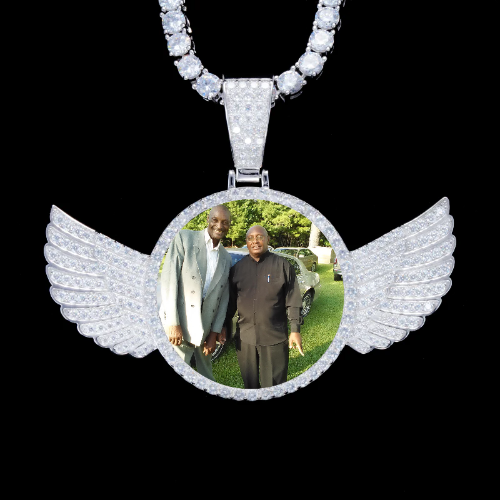 925S & VVS Moissanite 3D Wing Custom Picture Pendant
