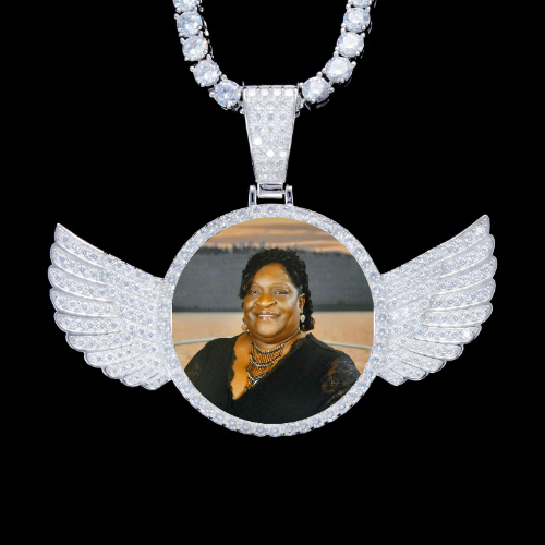 925S & VVS Moissanite 3D Wing Custom Picture Pendant