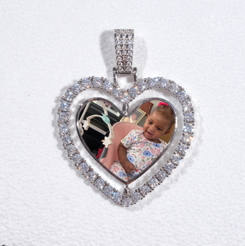 3D Spinning 2-Faced Heart Custom Picture Pendant