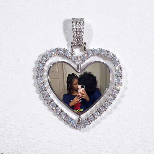 3D Spinning 2-Faced Heart Custom Picture Pendant