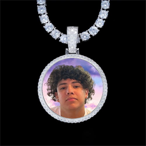 925S & VVS Moissanite 3D Circle Custom Picture Pendant