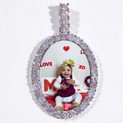 Large 3D Oval Custom Picture Pendant