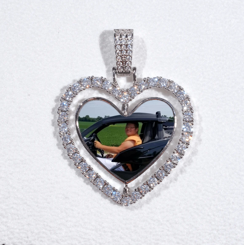 3D Spinning 2-Faced Heart Custom Picture Pendant