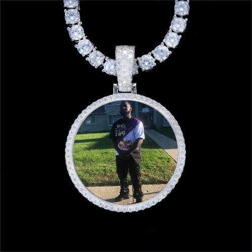 925S & VVS Moissanite 3D Circle Custom Picture Pendant