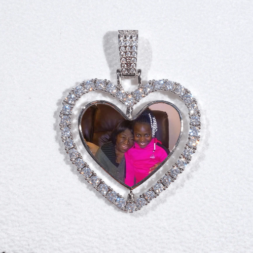 3D Spinning 2-Faced Heart Custom Picture Pendant