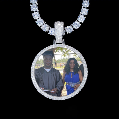 925S & VVS Moissanite 3D Circle Custom Picture Pendant