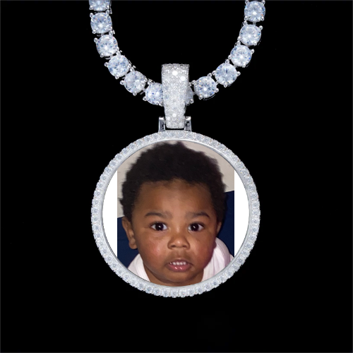 925S & VVS Moissanite 3D Circle Custom Picture Pendant