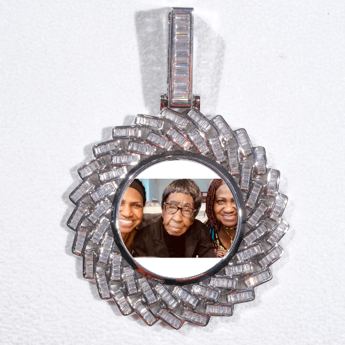 Large 3D Baguette Custom Picture Pendant