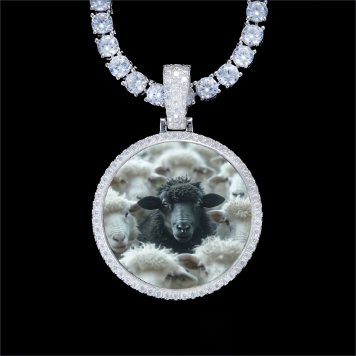 925S & VVS Moissanite 3D Circle Custom Picture Pendant