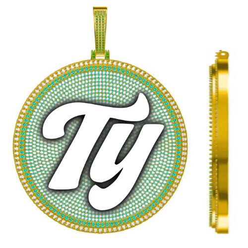 CUSTOM LETTER NECKLACE 3D BIG DISC