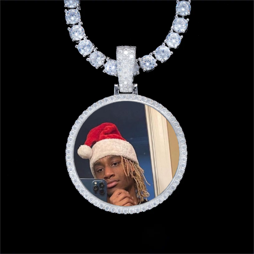 925S & VVS Moissanite 3D Circle Custom Picture Pendant