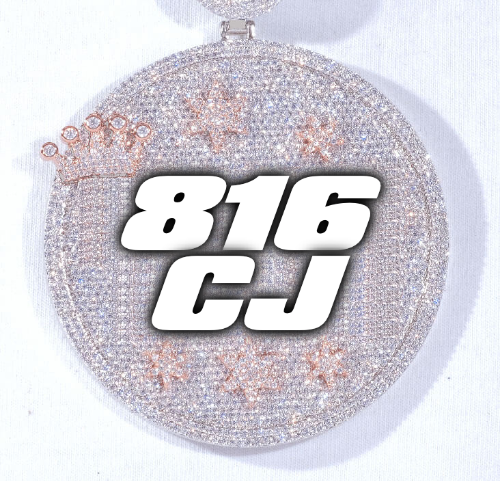 CUSTOM LETTER NECKLACE 3D BIG CROWN DISC