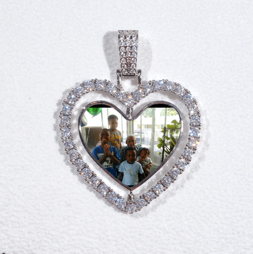 3D Spinning 2-Faced Heart Custom Picture Pendant